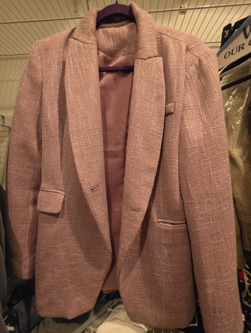 Women's Dusty Rose Textured Blazer Jacket